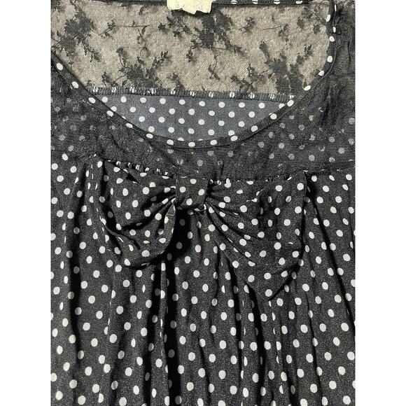 Womens Plus Top 3X Black Sheer Lace Bow Whimsigoth Dark Fairy Rockabilly Y2K - Picture 2 of 7